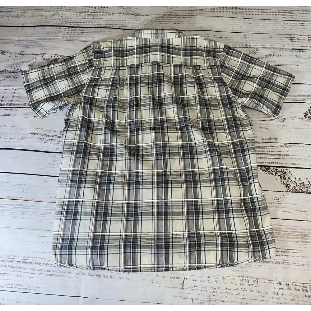 The North Face Shirt Men's XL Casual Hiking Button Up Plaid Gray/white Shirt‎